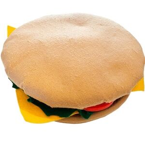 Pony Express Plush Burger Round Funny Hat Bun‎ Lettuce Tomato Gag Restaurant